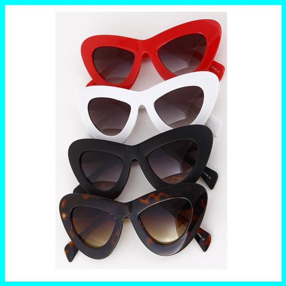 NWT Black Thick Cat Eye Sunglasses - Picture 2 of 5